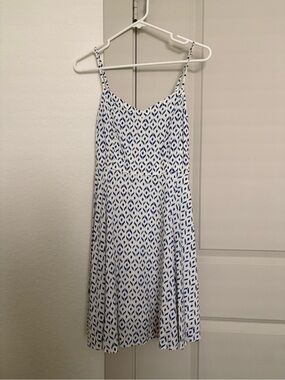 Old Navy Blue and White Printed Midi Slip Dress